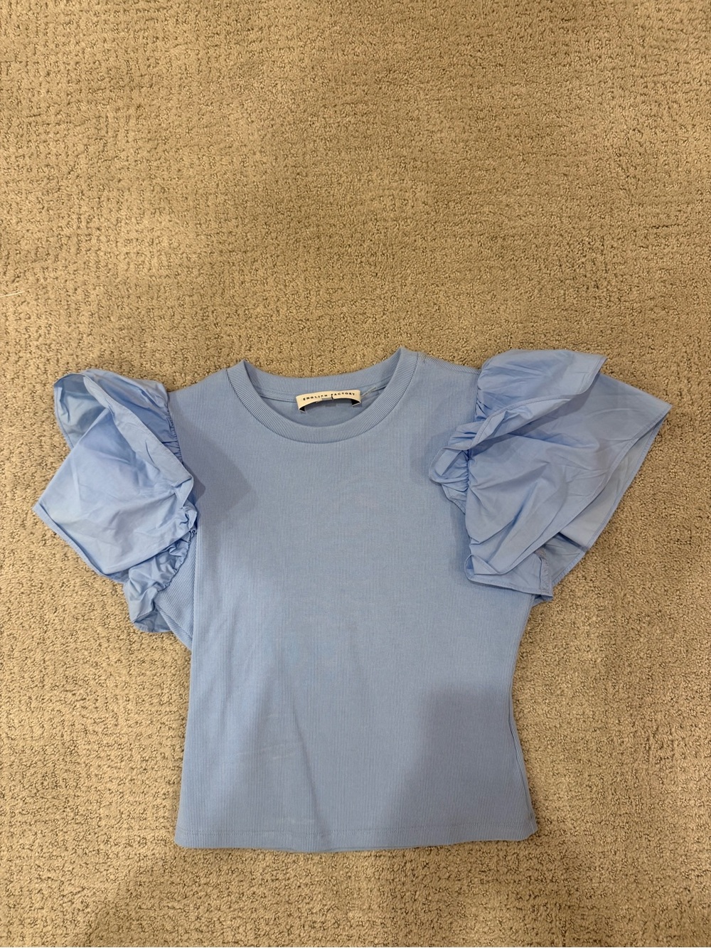 English Factory Light Blue Puff Sleeve Tee